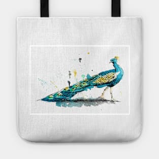 Colorful Peacock Drawing Tote