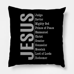 Jesus Titles Gray Print Pillow