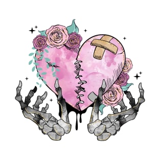 Skeleton Hands Holding a Broken Heart Valentine's Day T-Shirt