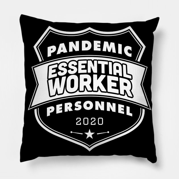 Pandemic Personnel Essential Worker White Print Pillow by CreativeWear