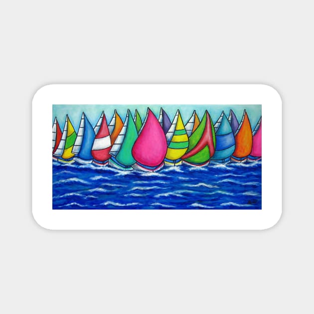 Rainbow Regatta Magnet by LisaLorenz