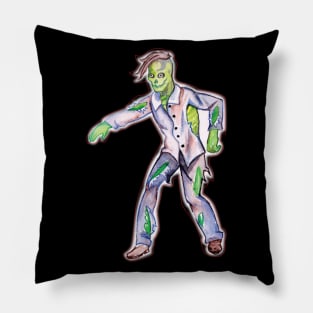 Halloween Zombie in watercolor Pillow