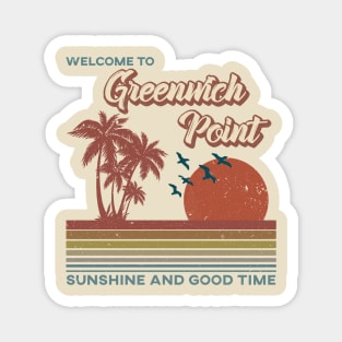 Greenwich Beach - Greenwich Beach Retro Sunset Magnet