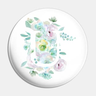 Botanical alphabet U green and purple flowers Pin