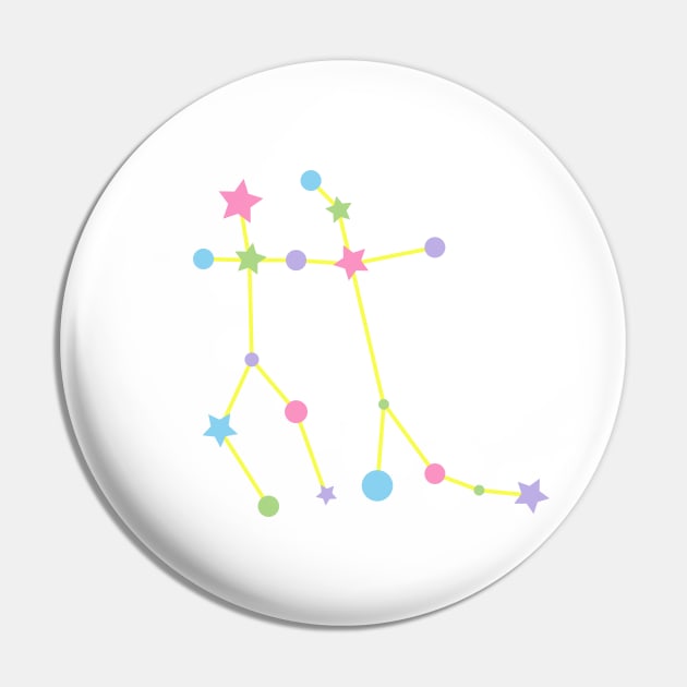 Gemini Zodiac Constellation in Rainbow Pastels Pin by Kelly Gigi