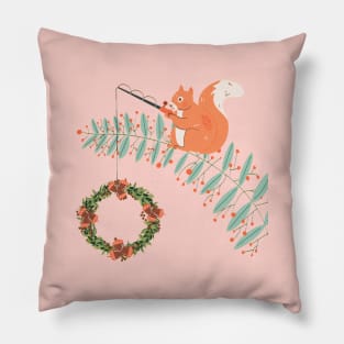 how the squirrel stole christmas Pillow