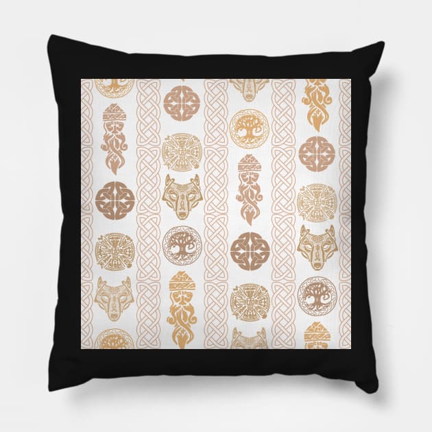 Celtic Talismans Brown Pillow by MSBoydston