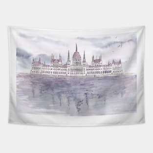 Hand drawn Budapest Parliament Tapestry