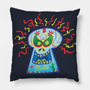 Evil Mexican sugar skull lauging mischievously Pillow