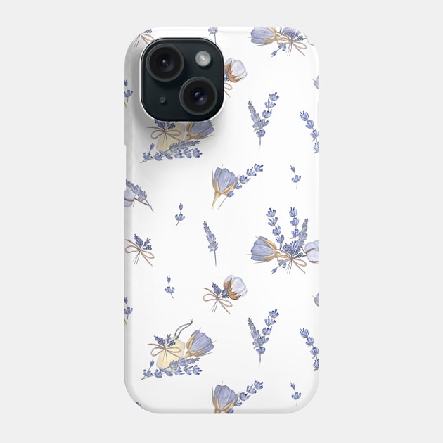 Lavender and blue roses pattern Phone Case by Flowersforbear