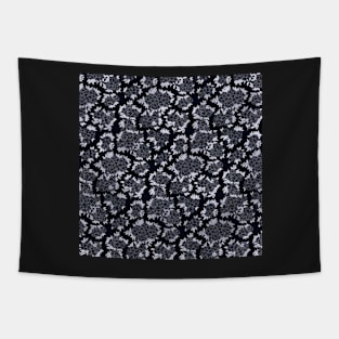 Traditional Japanese Vintage Hydrangea Geometric Floral Pattern in Indigo Navy Tapestry