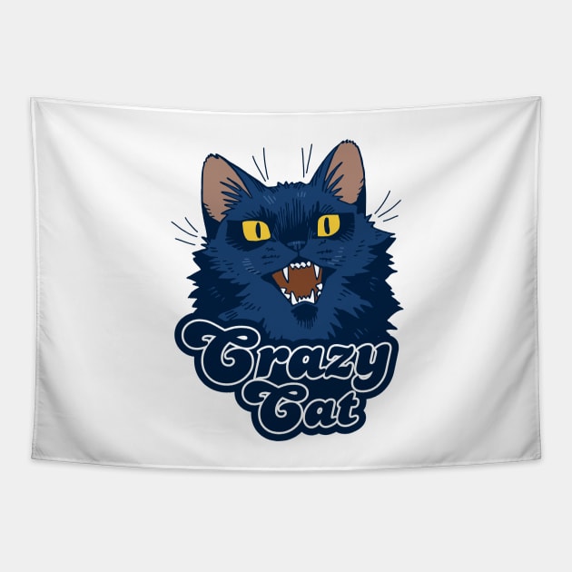 Crazy сat with yellow eyes Tapestry by My Happy-Design