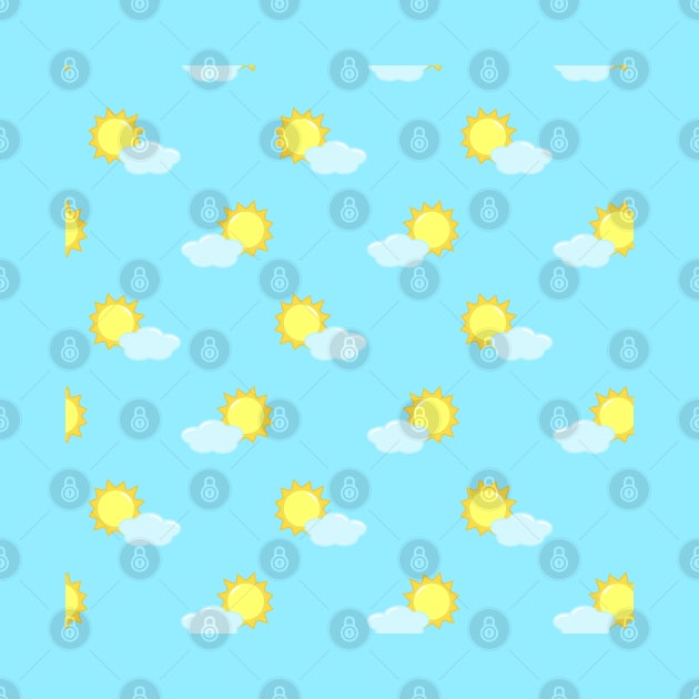 Sun and Clouds Pattern 2 in Light Blue by Kelly Gigi