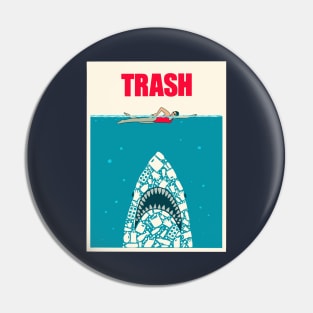 Shark trash ocean Pin