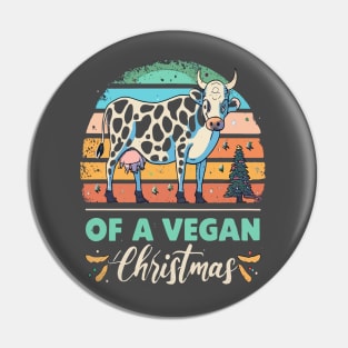 Cute Cow I'm Dreaming of a Vegan Christmas Funny Men Women Pin