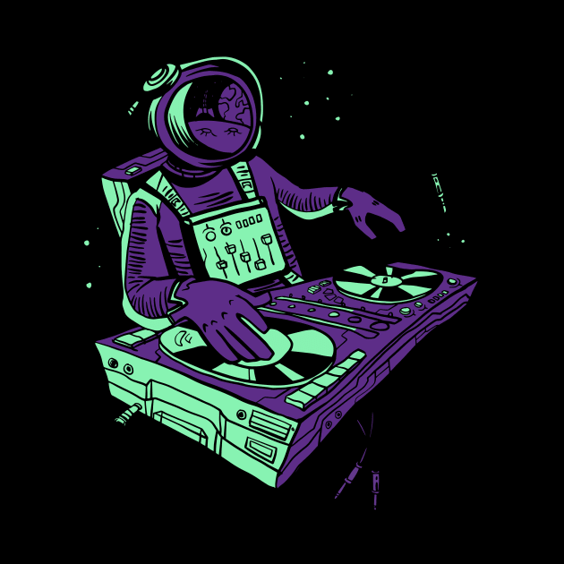 Dj Astronaut Space Man Disc Jockey by UNDERGROUNDROOTS