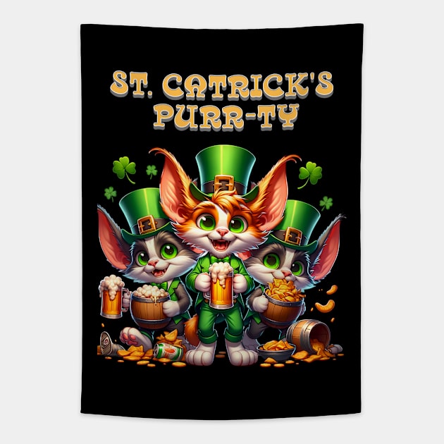 St Patricks day leprechaun cats - St. Catrick‘s Purr-ty Tapestry by BrisaArtPrints