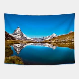 Matterhorn mirroring Swiss Alps / Swiss Artwork Photography Tapestry