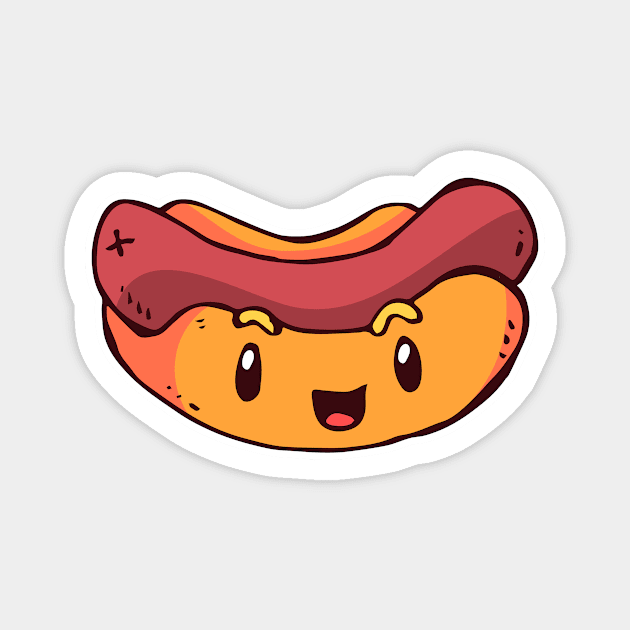 Kawaii Hot Dog Cartoon Magnet by SLAG_Creative