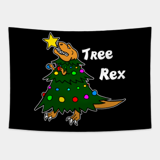 Tree Rex Funny Dinosaur Christmas Holiday Party T-Rex X-Mas Tapestry