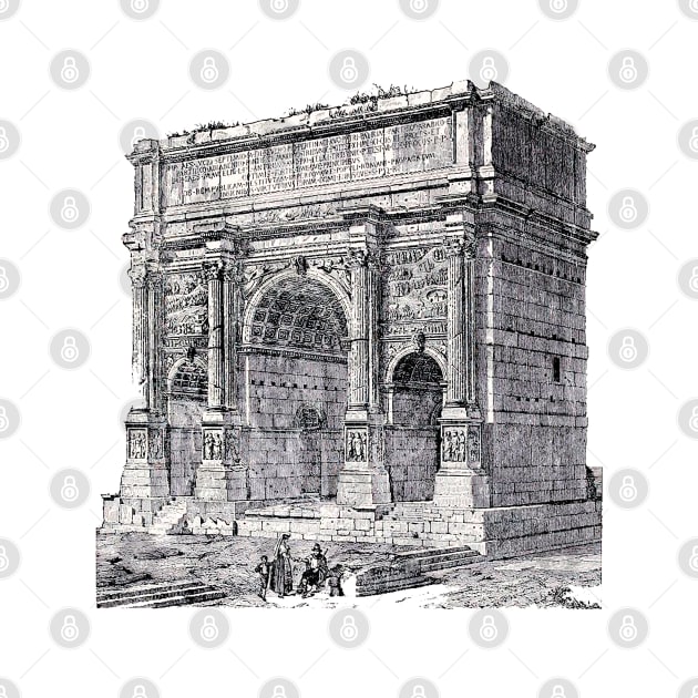 Art drawing of a Roman triumphal arch in Italian lands by Marccelus