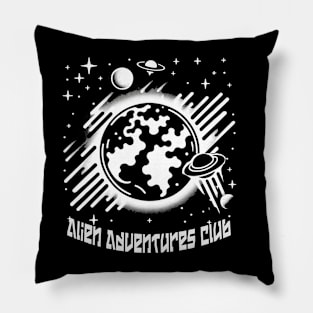 Sci-Fi UFO & Planet Tee Alien Adventures Club - Quirky Extraterrestrial Fun Pillow