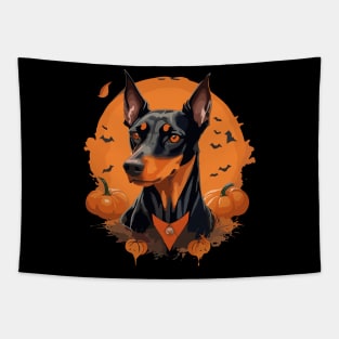 Doberman Pinsher Dog Pumpkin Halloween Costume Tapestry