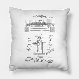 Safety Gate for elevator Vintage Retro Patent Hand Drawing Funny Novelty Gift Pillow