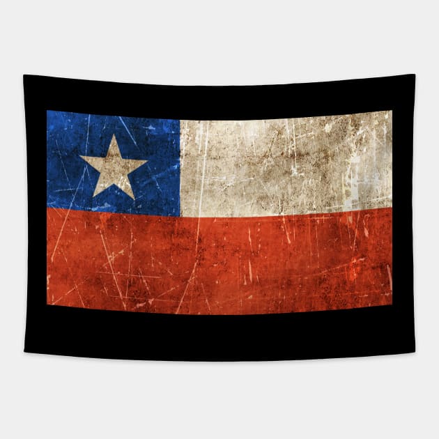 Vintage Aged and Scratched Chilean Flag Tapestry by jeffbartels