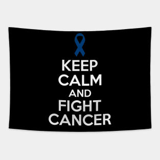 Keep Calm and Fight Cancer - Dark Blue Ribbon Tapestry