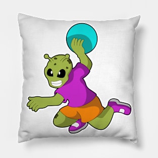 Alien at Handball player with Handball Pillow