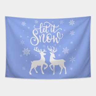 Let it snow with deer and snowflakes Tapestry