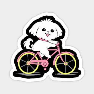 Maltese Bicycle Dog Owner Retro Funny Dog Magnet