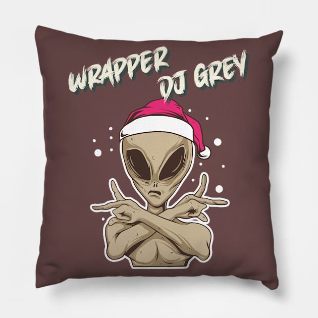 Wrapper DJ Grey Alien I Believe Design Pillow by OldTony