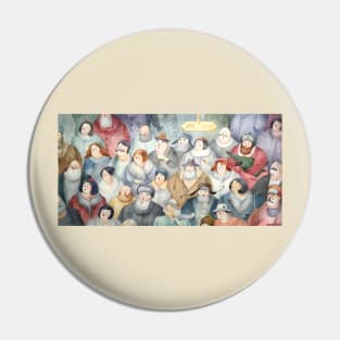 crowd people art Pin