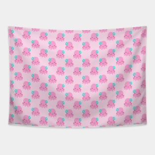 Pink Flower Octopus Pattern Tapestry