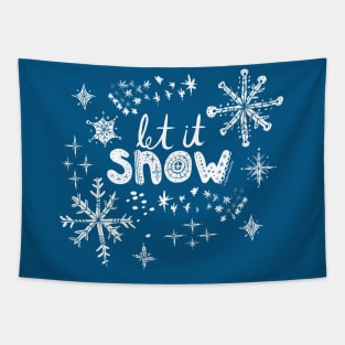 Let it snow handpainted snowflakes art Tapestry