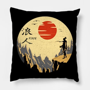 Ancient Japanese Art Samurai Warrior Fighter Vintage Retro Pillow