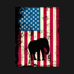 Elephant American Flag USA Patriotic 4th Of July Gifts T-Shirt