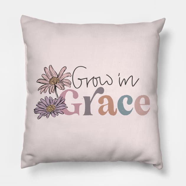 Grown in Grace Floral Boho Design Pillow by Mastilo Designs