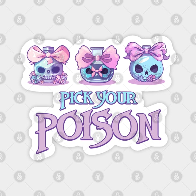 Pick Your Poison Cute Kawaii Witchy Magic Portion Bottles Magnet by Irene Koh Studio