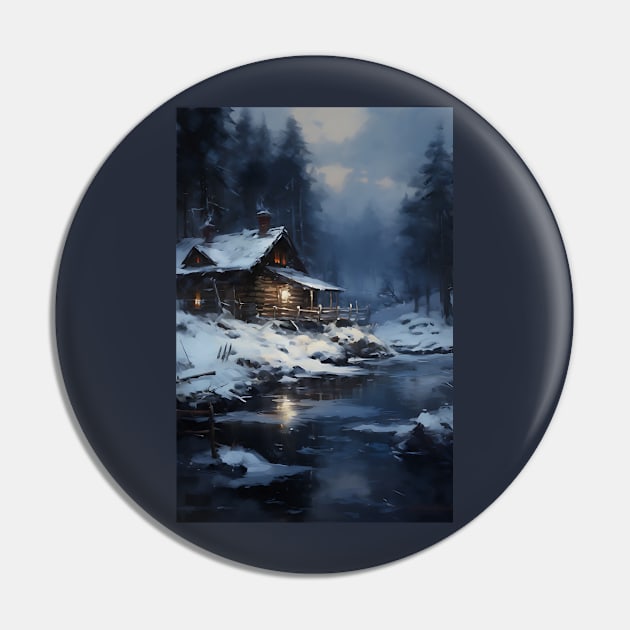 cozy winter nights - cabin by the lake - 2 Pin by UmagineArts