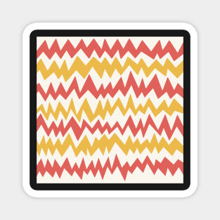 Modern minimalist zigzag extract in mustard, cream and deep coral Magnet