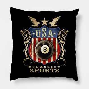 USA Classic vintage Eight Ball (pool) logo. Pillow