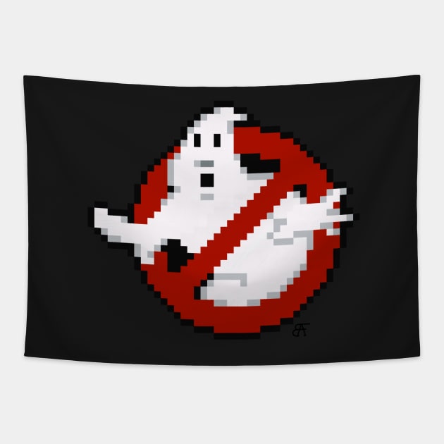 Ghostbusters pixel logo Tapestry by MastaKong19