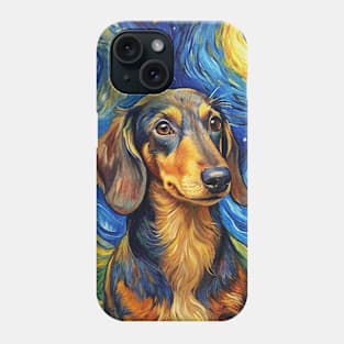 Dachshund Dog Breed Painting in a Van Gogh Starry Night Art Style Phone Case