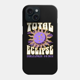 Total Eclipse 2024 Indianapolis Retro Groovy Phone Case