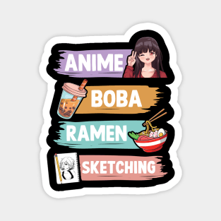 Anime Boba Ramen Sketching Otaku Teen Girls Magnet