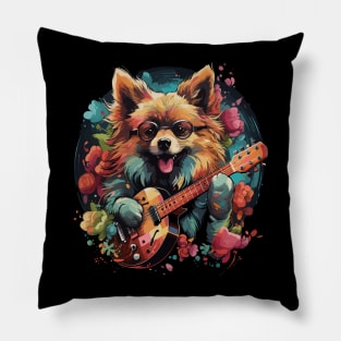 Pomeranian Playing Guitar Pillow