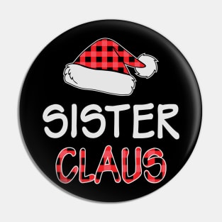 Red Plaid Santa Hat Sister Claus Matching Family Christmas Gift Pin